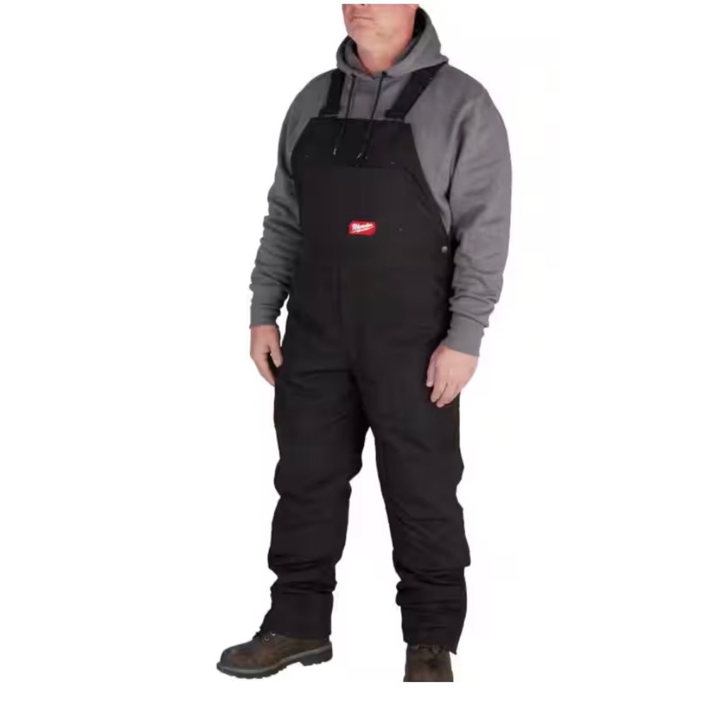Milwaukee FREEFLEX Insulated Bib Overalls Black Worn Twice Workwear Mens Sz L